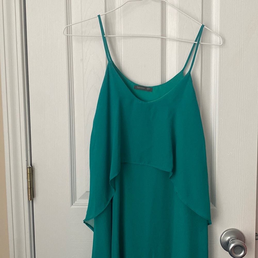 Teal high-low summer dress